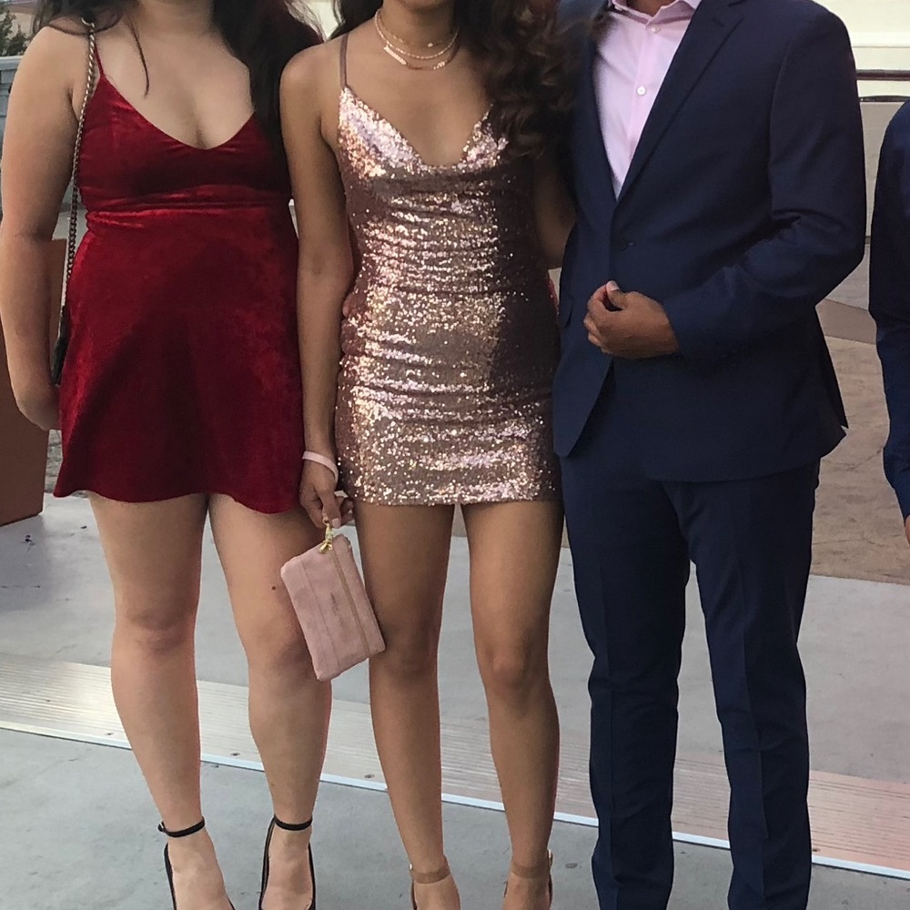 Rose gold mini dress
